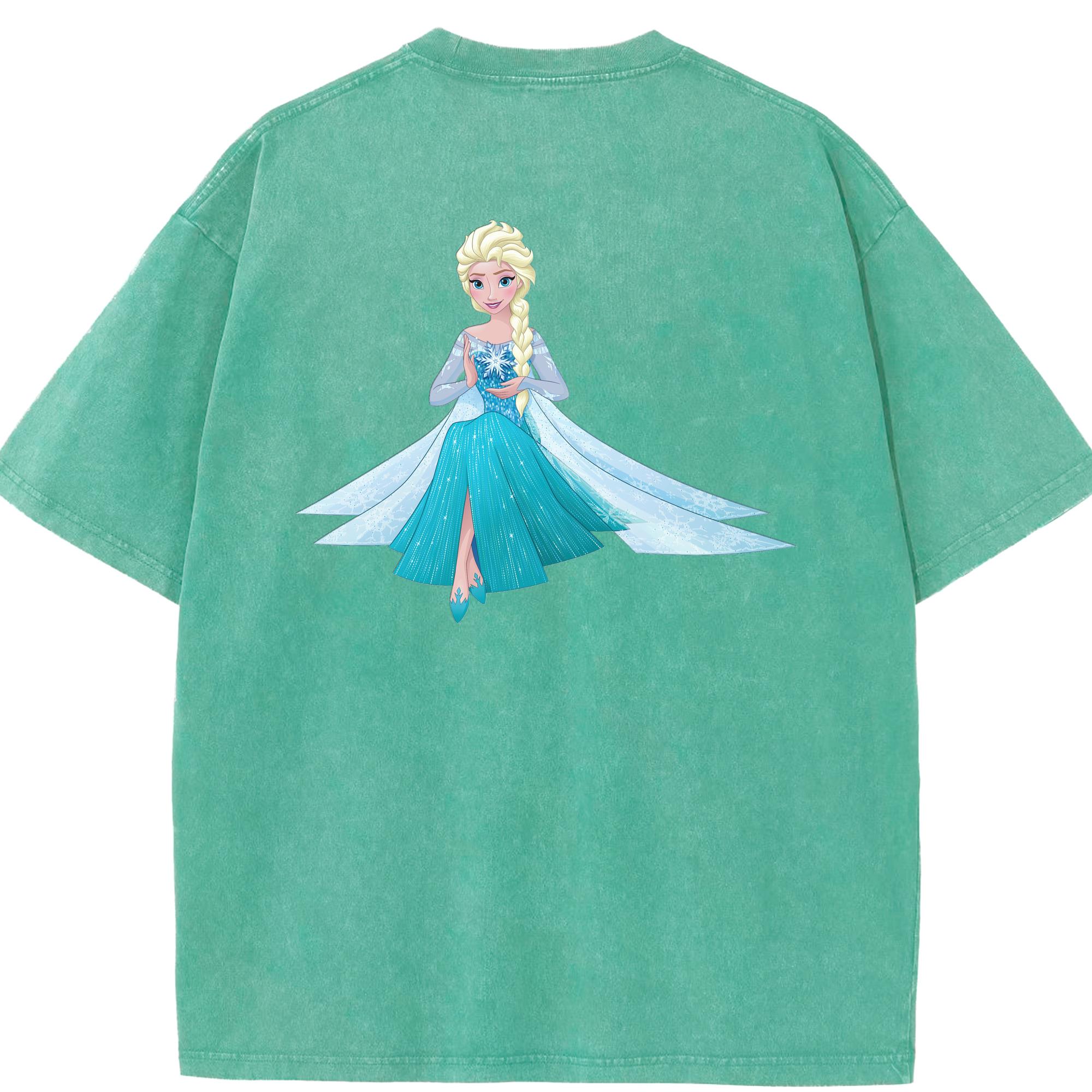 （画像用） アナと雪の女王 アンナ エルサ Frozen Anna Elsa 綿100% ヴィンテージ風 半袖Tシャツ（背面プリント）